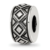 Sterling Silver Reflections Antiqued Diamond Pattern Bead